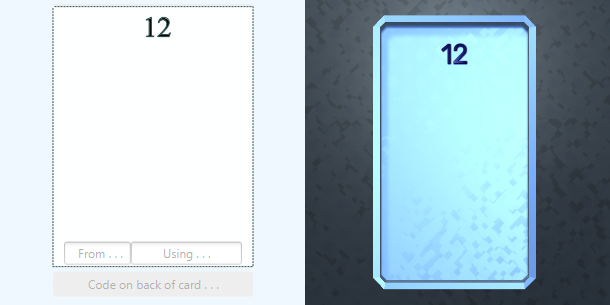 An image comparing the two designs (classic and new) of the Cards. The classic design (left) is a flat, white rectangle with dotted outline (and textboxes). The new design (right) looks like a sky blue, metallic tray,